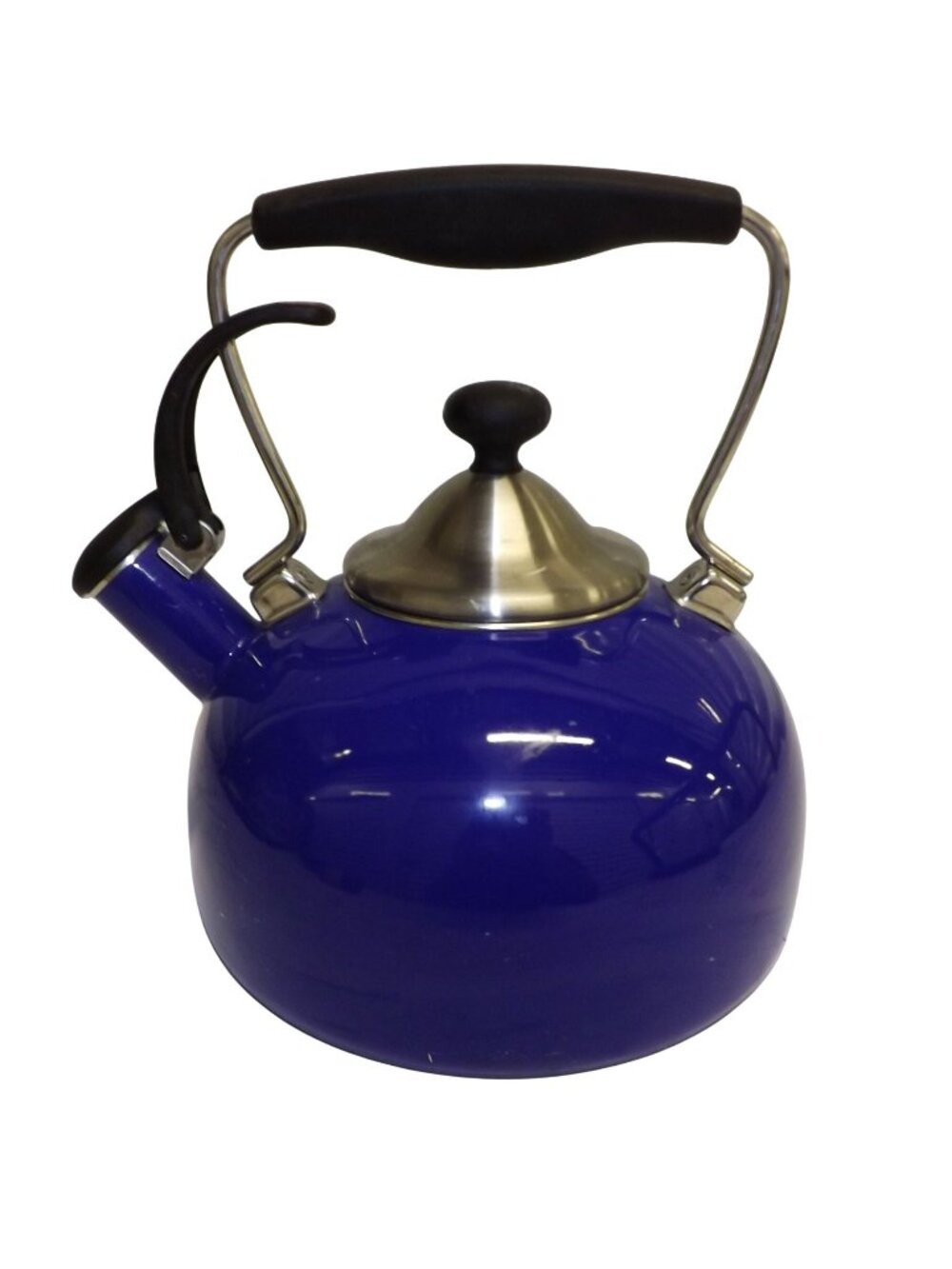 Chantal Cobalt Blue Stainless Steel Whistling Teapot Tea Kettle Ergonomic Handle